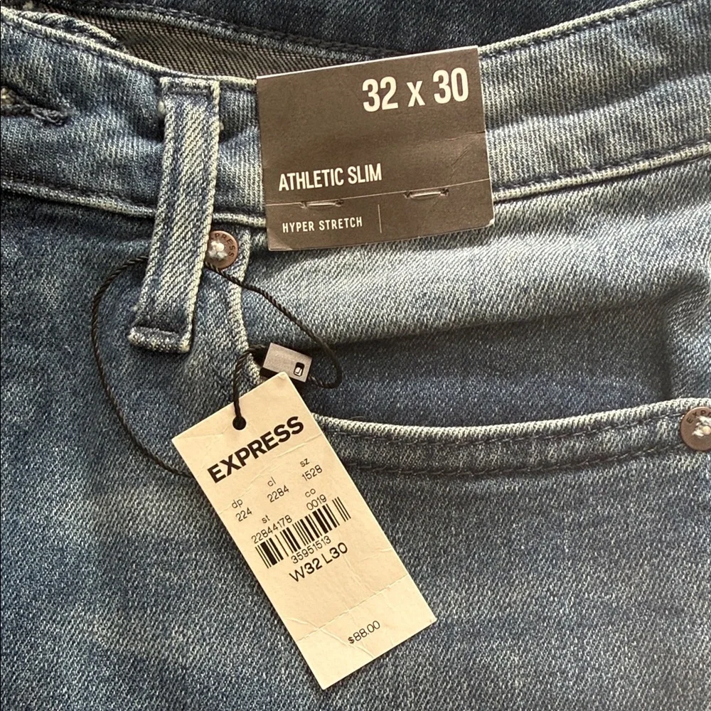 Express mens Athletic Slim Jeans in Blue - Picture 1 of 2